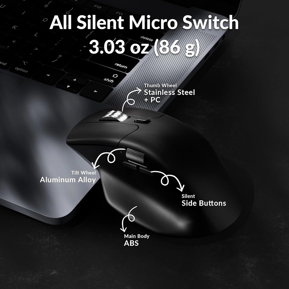 Mouse Wireless KEYCHRON M6, 12000 dpi, silentios, rotita scroll metalica, negru