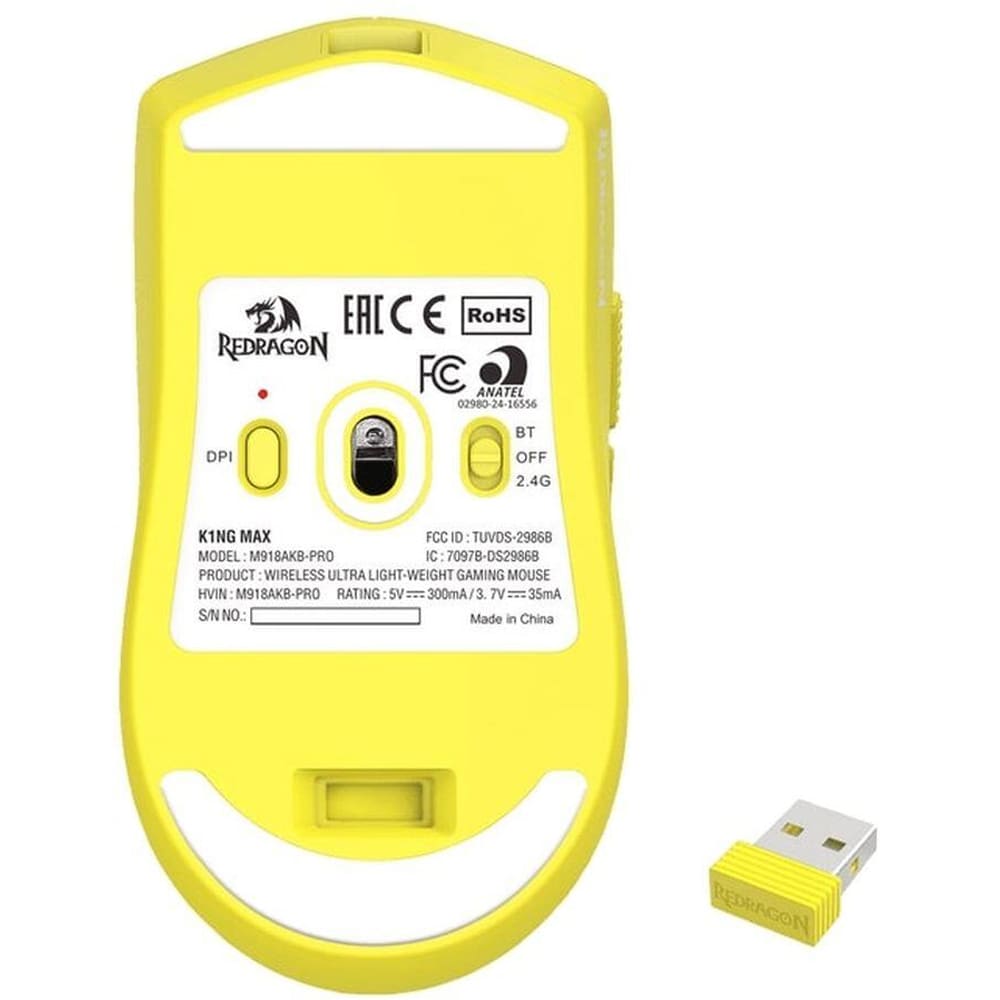 Mouse Gaming Wireless REDRAGON K1ng Max Anime, 26000 dpi, galben