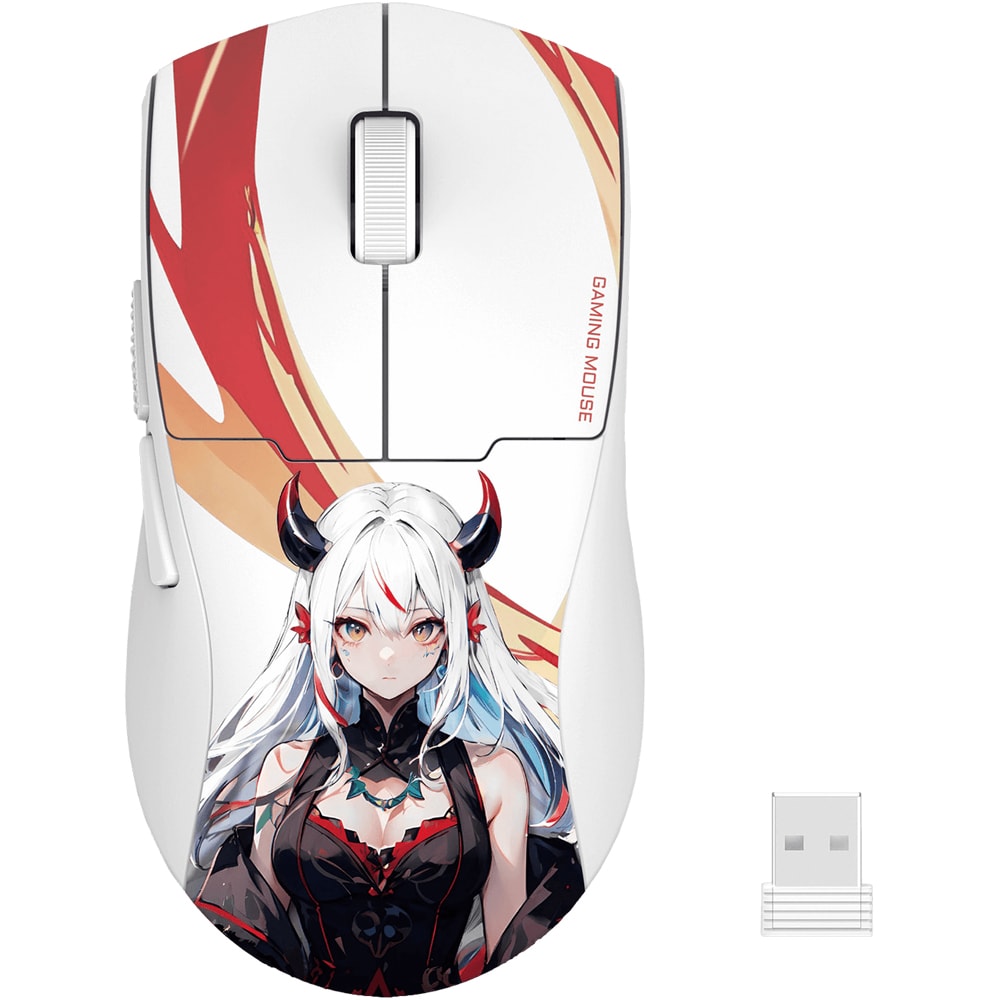 Mouse Gaming Wireless REDRAGON K1ng Max Anime, 26000 dpi, alb