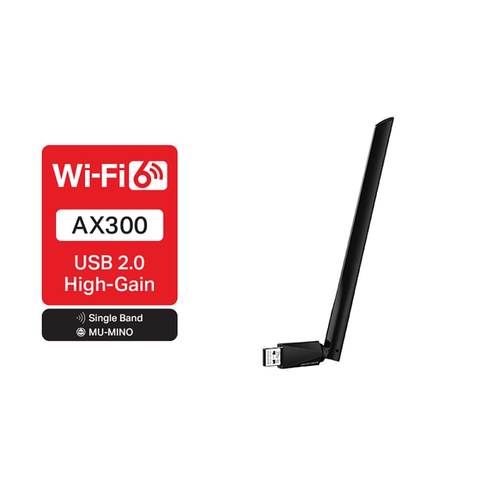 Adaptor USB Wireless MERCUSYS MA14H High-Gain AX300, 287 Mbps, negru