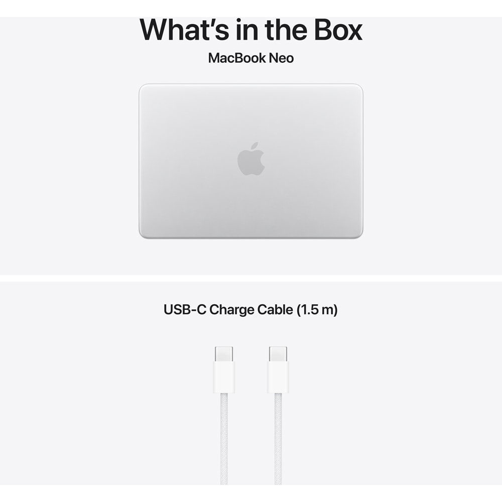 Laptop APPLE MacBook Neo 13 mhfc4ro/a, Apple A18 6-core CPU, 13" Retina Display, 8GB, SSD 512GB, 5-core GPU, macOS Tahoe, Silver - Tastatura layout INT