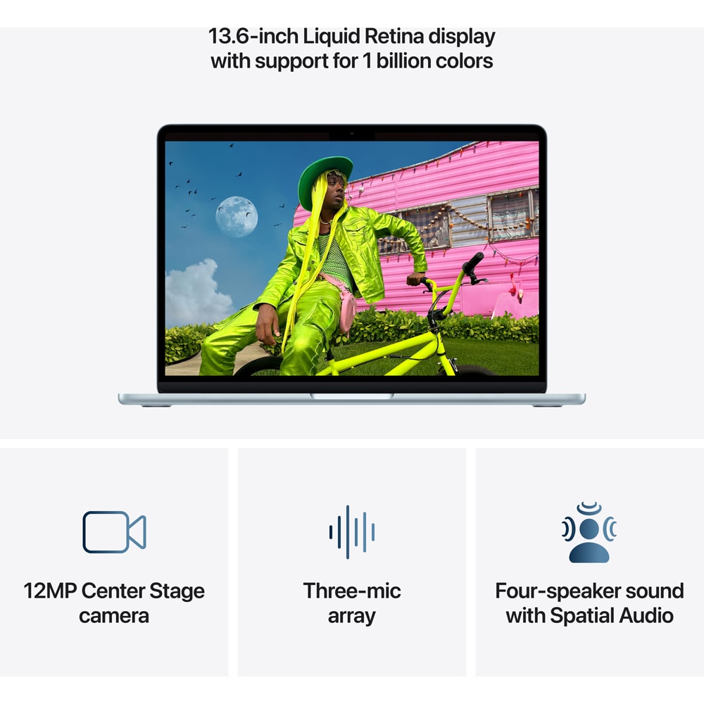 Laptop APPLE MacBook Air 13 mdhh4ro/a, Apple M5 10-core CPU, 13.6" Retina Display, 16GB, SSD 512GB, 8-core GPU, macOS Sequoia, Sky Blue, Tastatura layout INT