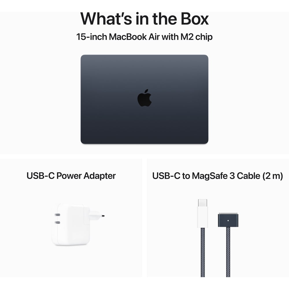 Laptop APPLE MacBook Air 15 z18u001nm, Apple M2, 15.3" Retina Display, 16GB, SSD 1TB, 10-core GPU, macOS Ventura, Midnight, Tastatura layout INT