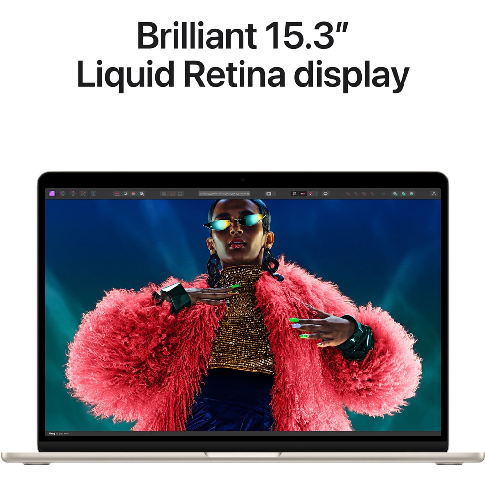 Laptop APPLE MacBook Air 15 mryr3ro/a, Apple M3, 15.3" Retina Display, 8GB, SSD 256GB, 10-core GPU, macOS Sonoma, Starlight, Tastatura layout INT