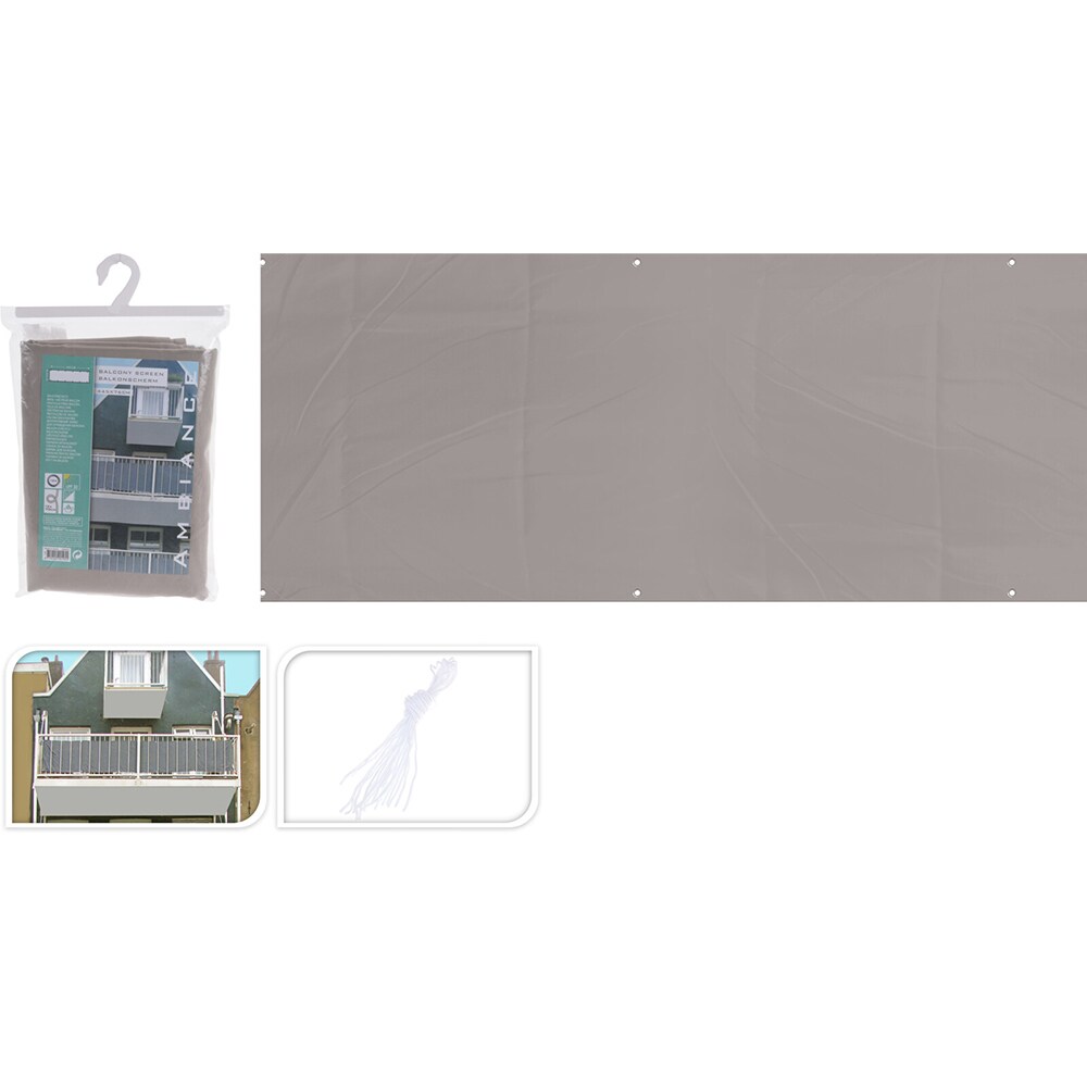 Paravan pentru balcon KI, poliester, 445 x 75 cm, maro deschis