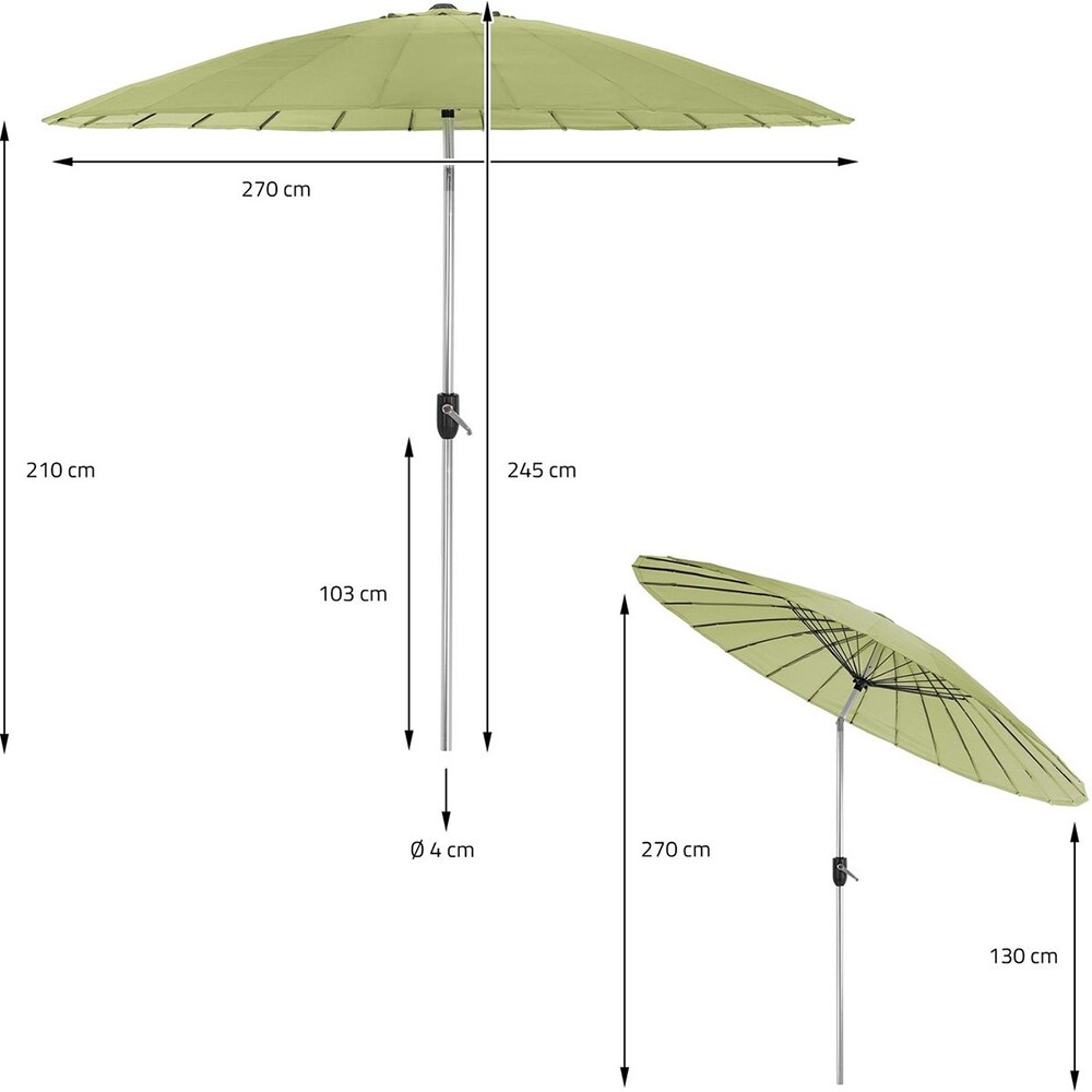 Umbrela terasa AMBIANCE Shanghai, metal, 270 x 245 cm, verde