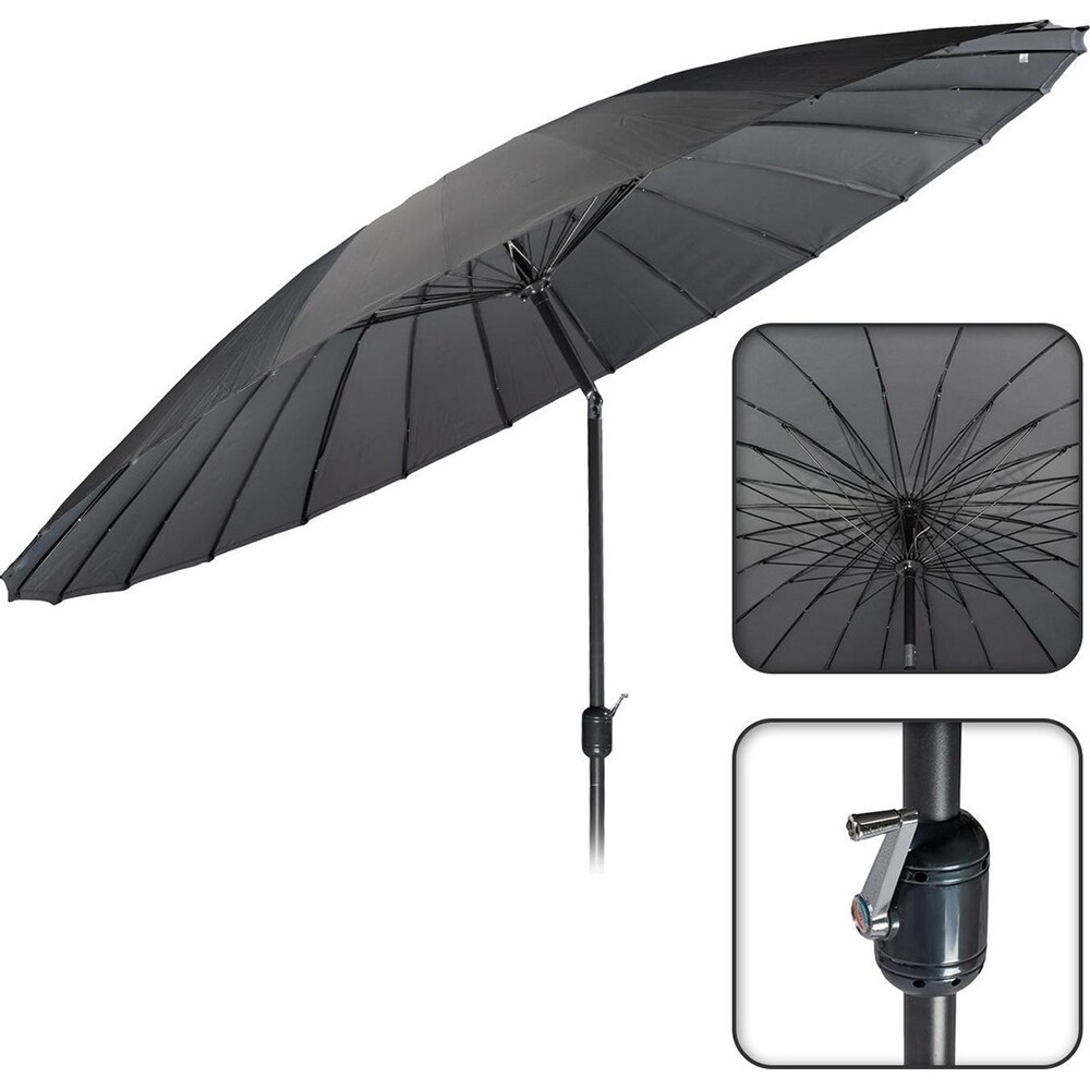 Umbrela terasa AMBIANCE Shanghai, metal, 270 x 245 cm, gri inchis
