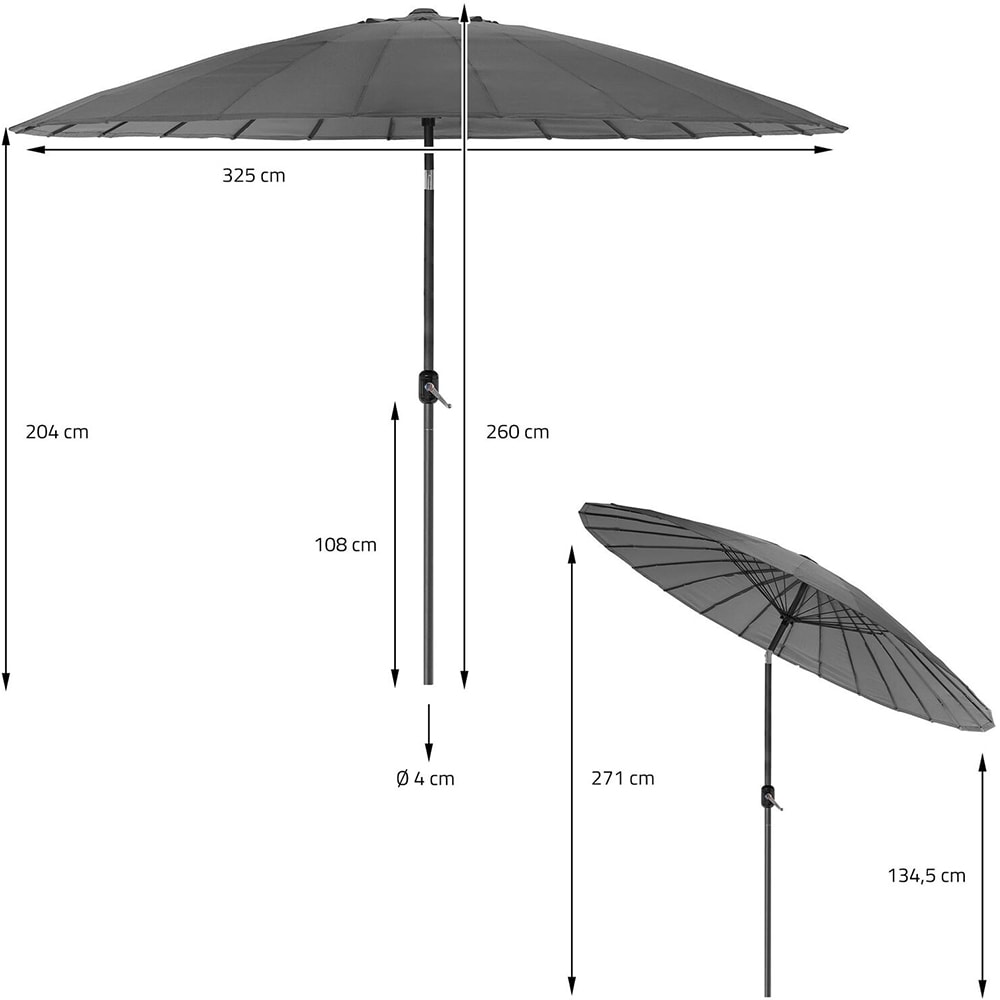 Umbrela terasa AMBIANCE Shanghai, aluminiu, 325 x 255 cm, gri inchis
