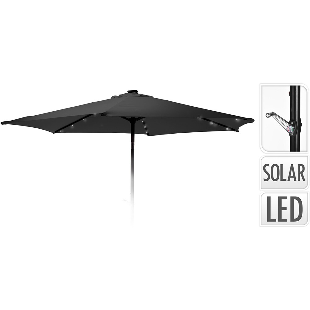 Umbrela terasa cu panou solar AMBIANCE, metal, 270 x 232 cm, iluminare LED, antracit