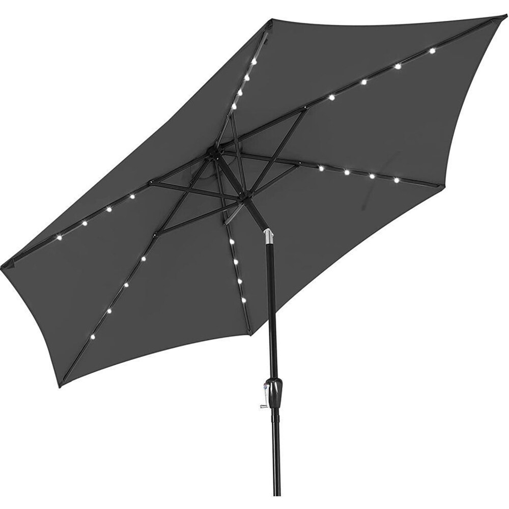 Umbrela terasa cu panou solar AMBIANCE, metal, 270 x 232 cm, iluminare LED, antracit