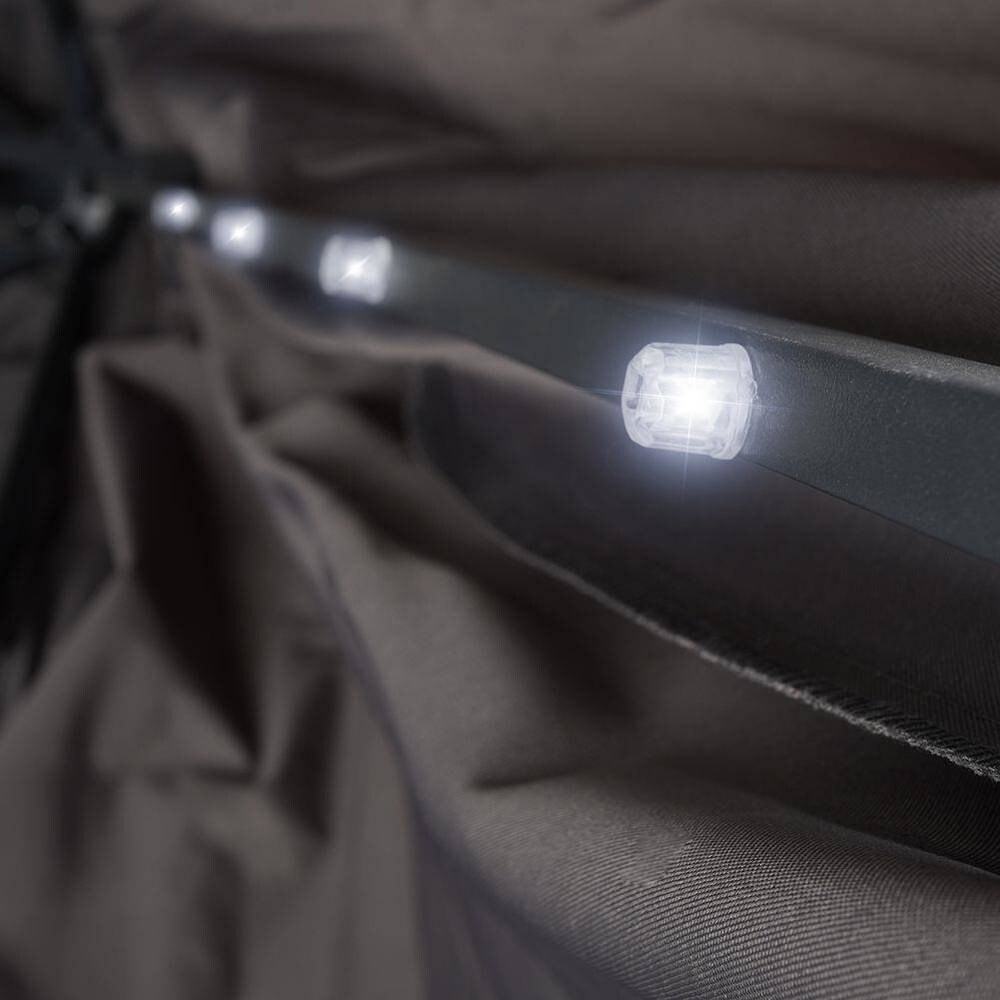 Umbrela terasa cu panou solar AMBIANCE, metal, 270 x 232 cm, iluminare LED, antracit