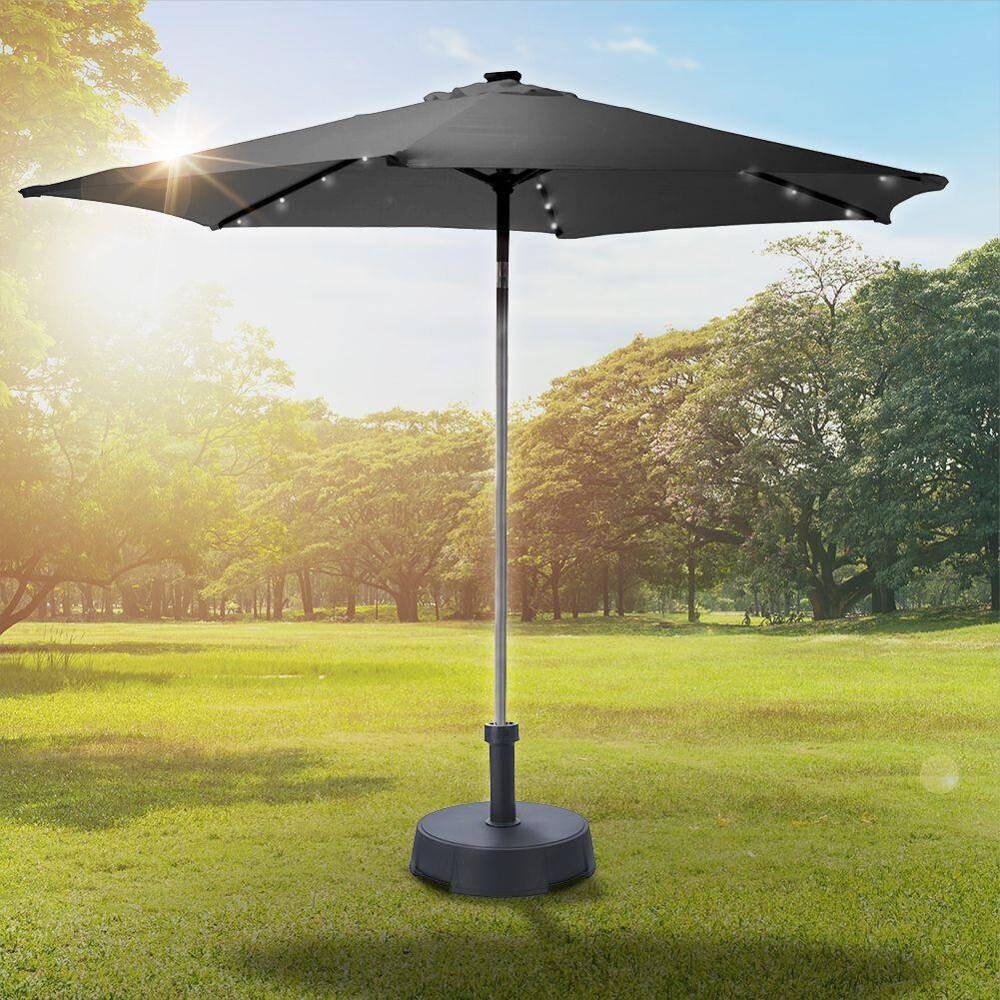 Umbrela terasa cu panou solar AMBIANCE, metal, 270 x 232 cm, iluminare LED, antracit