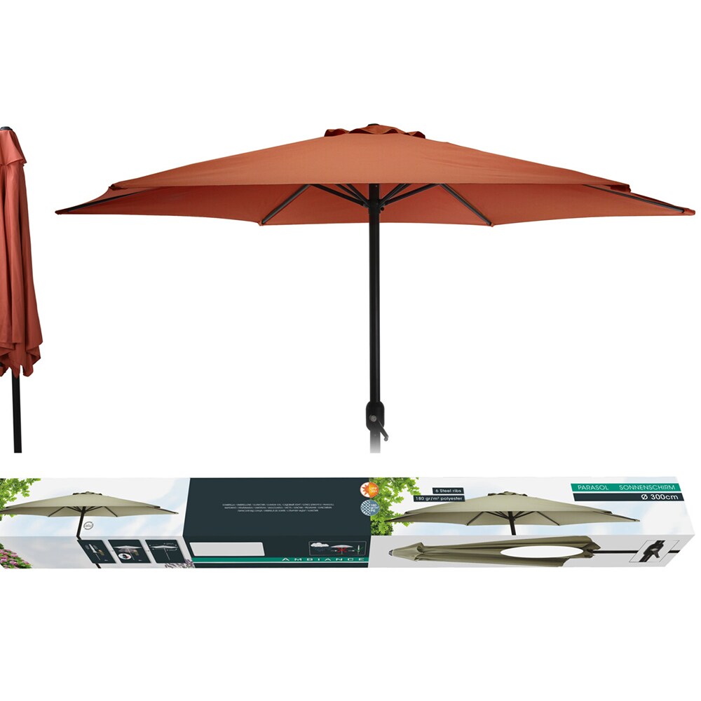Umbrela terasa KI Alex, aluminiu, 300 x 248 cm, caramiziu