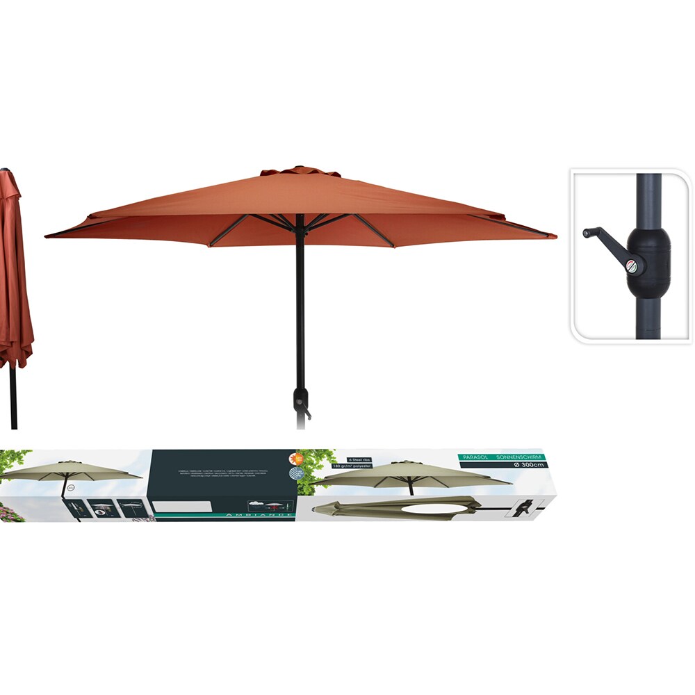 Umbrela terasa KI Alex, aluminiu, 300 x 248 cm, caramiziu