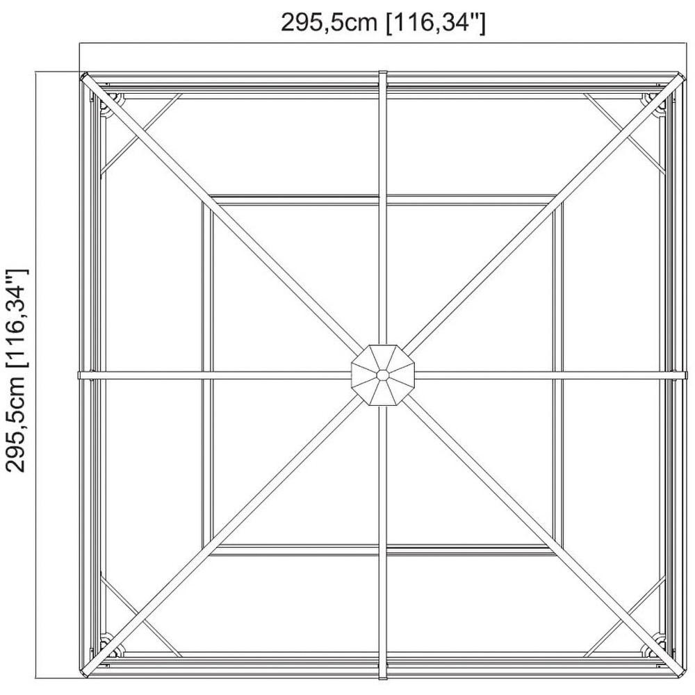 Pavilion terasa Ventura, aluminiu, 296 x 260 x 296 cm, gri