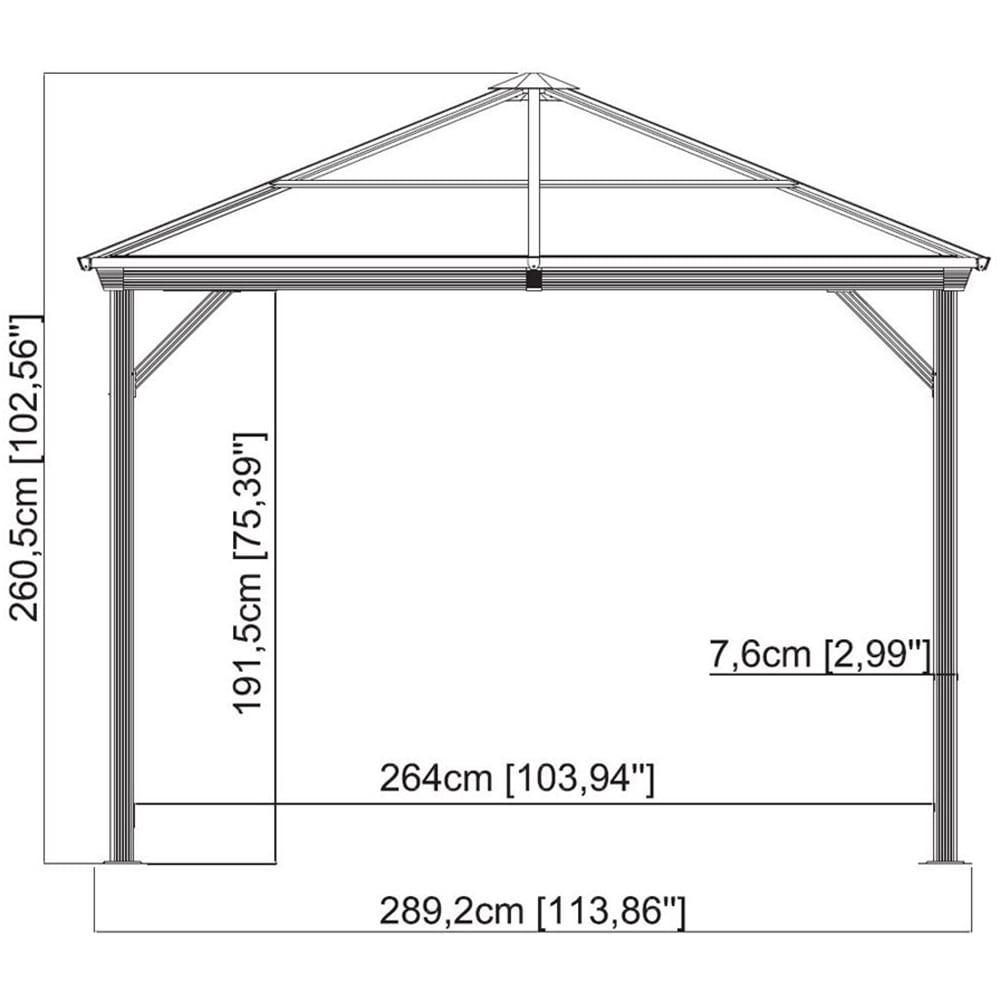 Pavilion terasa Ventura, aluminiu, 296 x 260 x 296 cm, gri