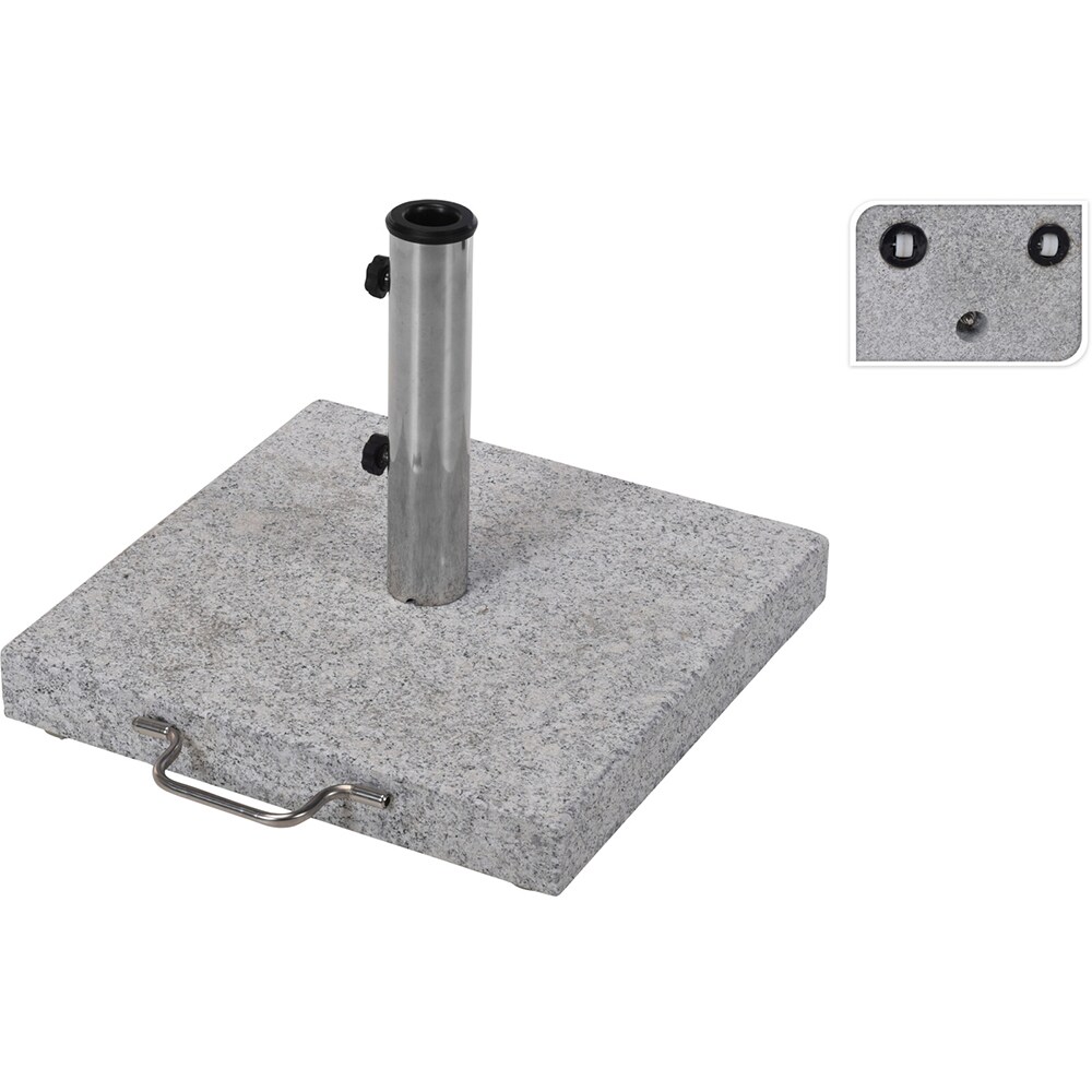 Suport umbrela KI, granit, 45 x 45 x 5.5 cm, gri deschis