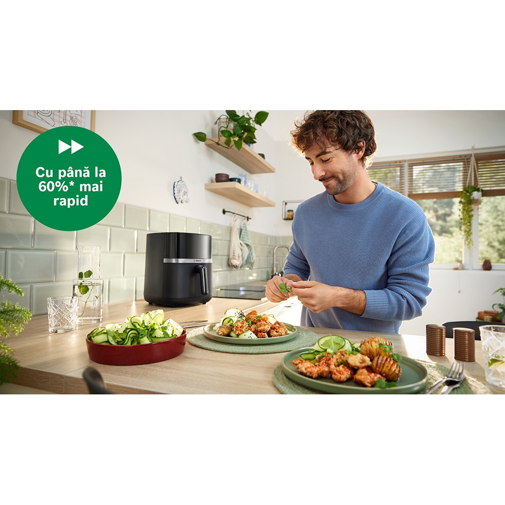 Friteuza cu aer cald BOSCH Seria 4 MAF462B0, 6.1l, 2050W, negru-argintiu