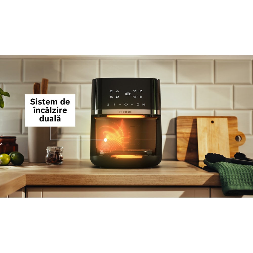 Friteuza cu aer cald BOSCH Seria 4 MAF462B0, 6.1l, 2050W, negru-argintiu