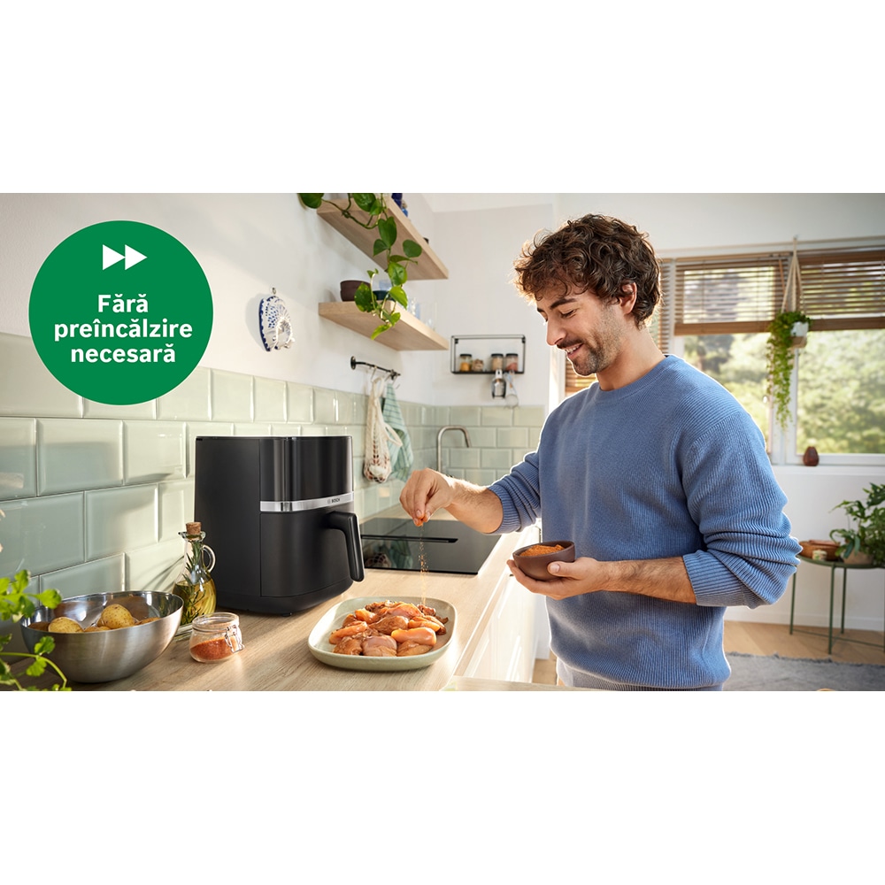 Friteuza cu aer cald BOSCH Seria 4 MAF462B0, 6.1l, 2050W, negru-argintiu