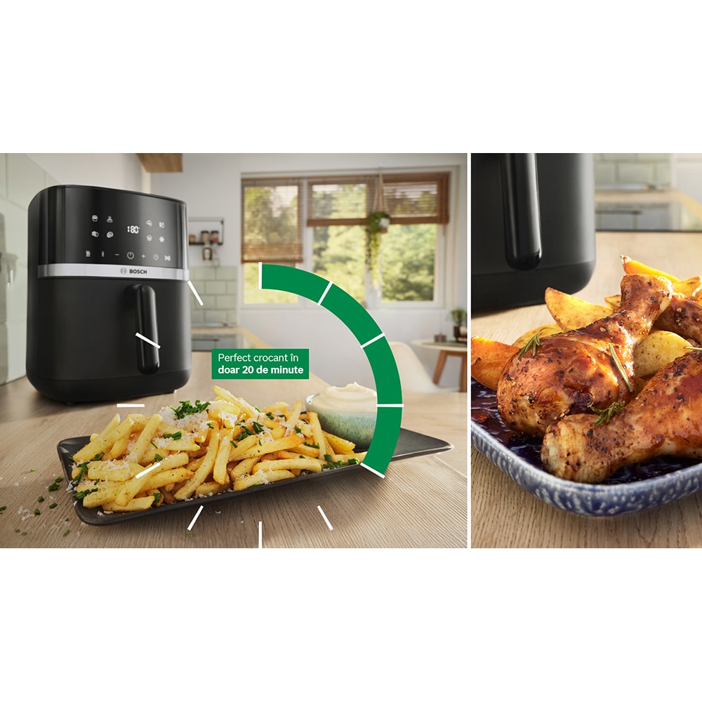 Friteuza cu aer cald BOSCH Seria 4 MAF462B0, 6.1l, 2050W, negru-argintiu