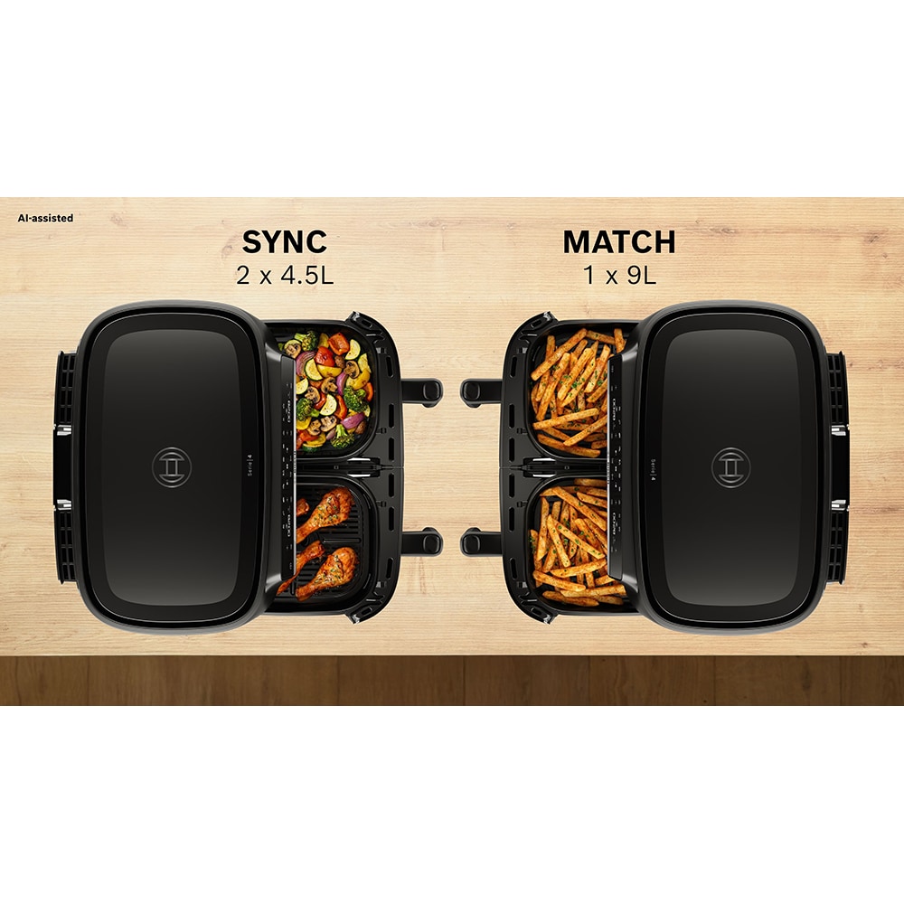 Friteuza cu aer cald dubla BOSCH Seria 4 MAFD440B1, 9l, 2500W, negru-argintiu