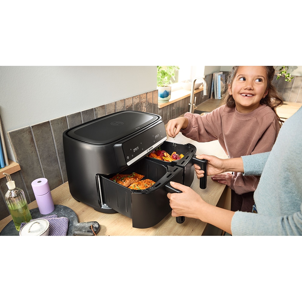 Friteuza cu aer cald dubla BOSCH Seria 4 MAFD440B1, 9l, 2500W, negru-argintiu