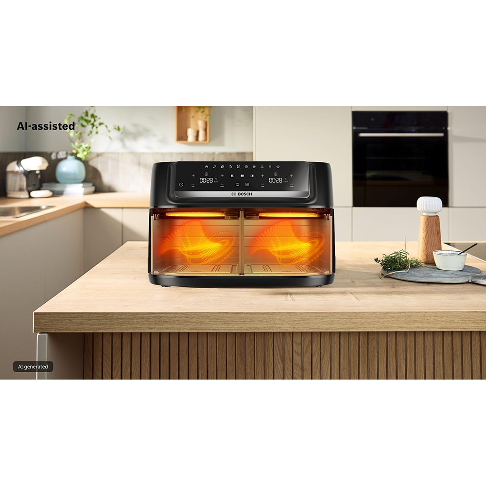 Friteuza cu aer cald dubla BOSCH Seria 4 MAFD440B1, 9l, 2500W, negru-argintiu