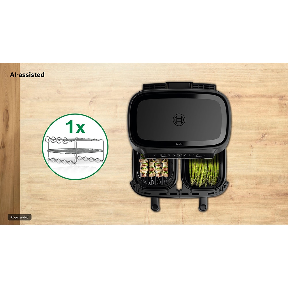 Friteuza cu aer cald dubla BOSCH Seria 4 MAFD440B1, 9l, 2500W, negru-argintiu