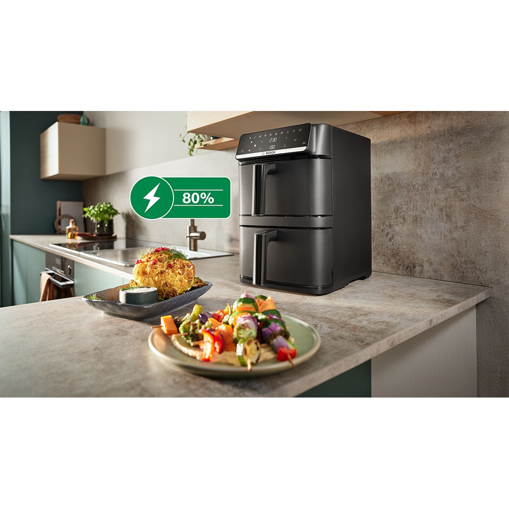 Friteuza cu aer cald dubla BOSCH Seria 6 MAFD661B4, 12l, 2800W, negru