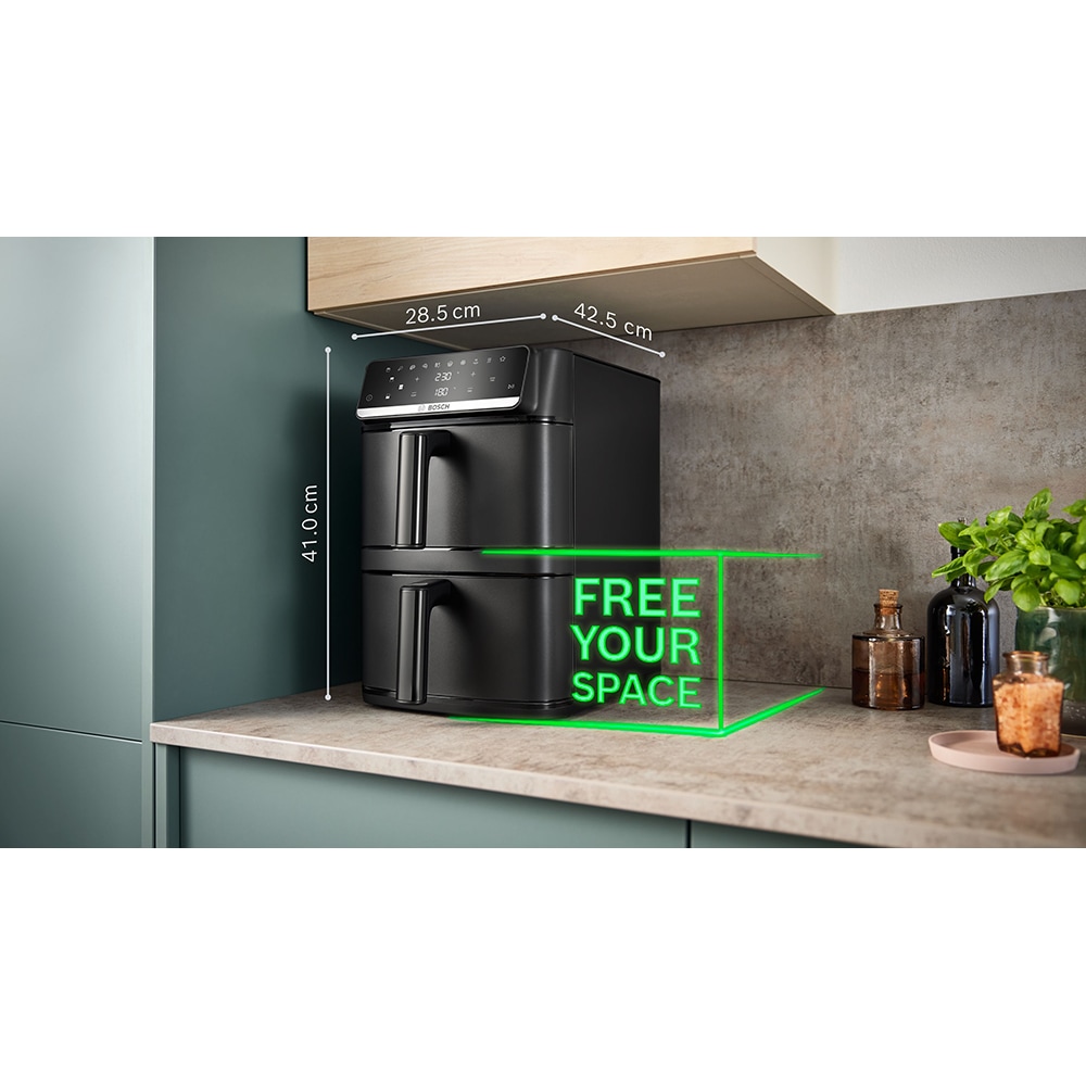Friteuza cu aer cald dubla BOSCH Seria 6 MAFD661B4, 12l, 2800W, negru