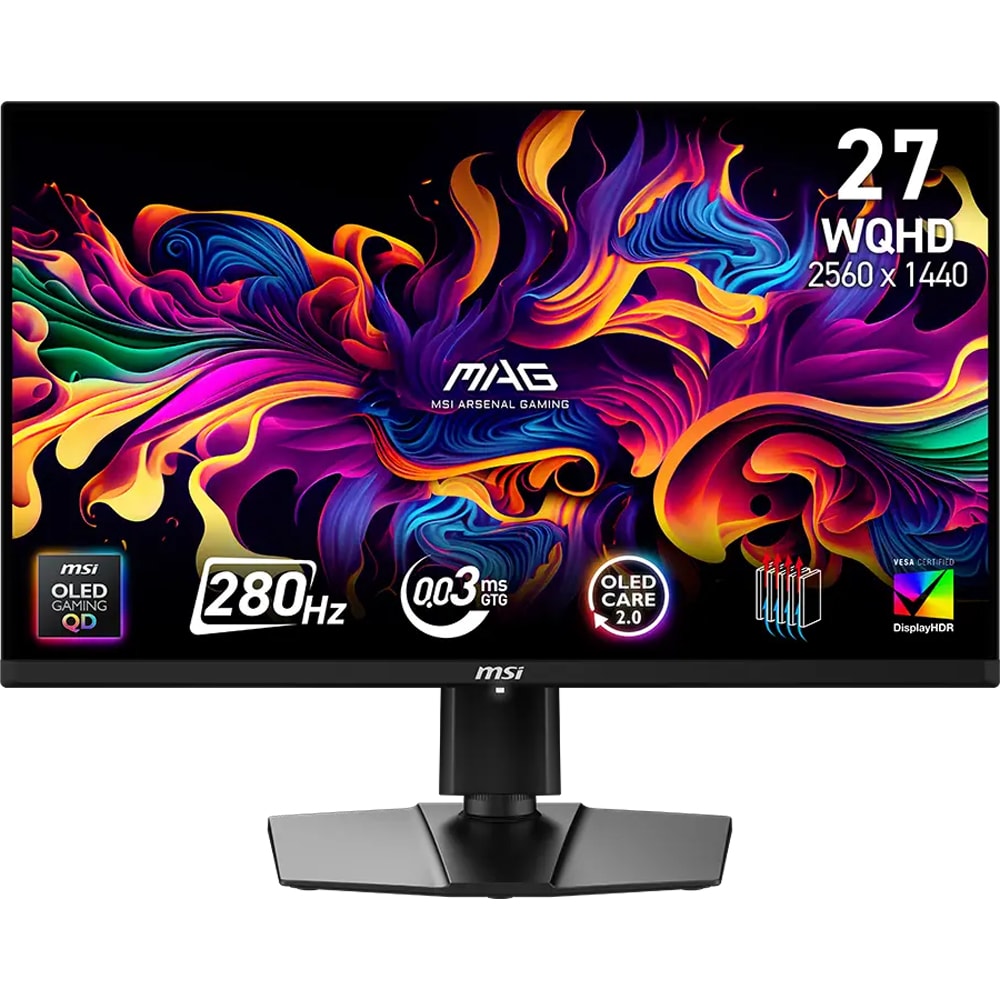 Monitor Gaming QD-OLED MSI MAG 271QP QD-OLED X28, 26.5", QHD, 280Hz, DisplayHDR True Black 400, FreeSync Premium Pro, negru