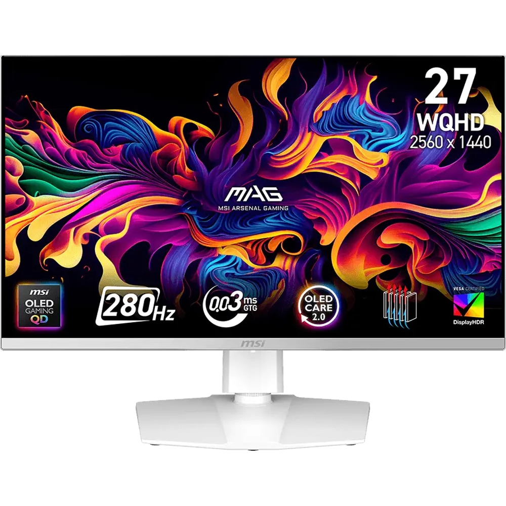 Monitor Gaming QD-OLED MSI MAG 272QPW QD-OLED X28, 26.5", QHD, 280Hz, DisplayHDR True Black 400, FreeSync Premium Pro, alb