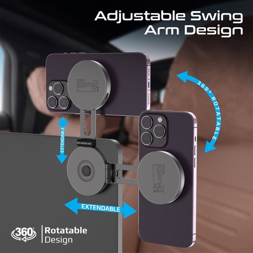 Suport auto cu incarcare wireless PROMATE MagMate-1, bord/ecran LCD, MagSafe 15W, negru