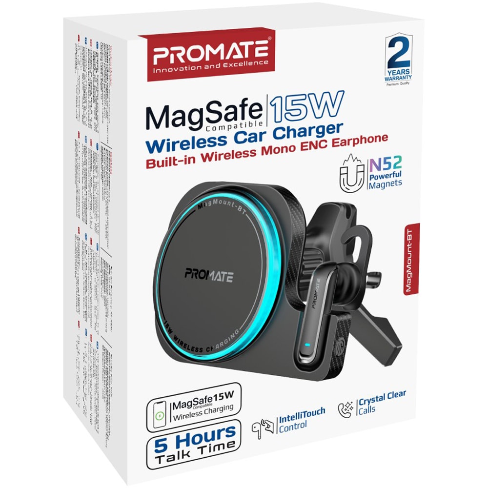 Incarcator wireless auto PROMATE MAGMOUNT-BT, 15W, MagSafe, negru