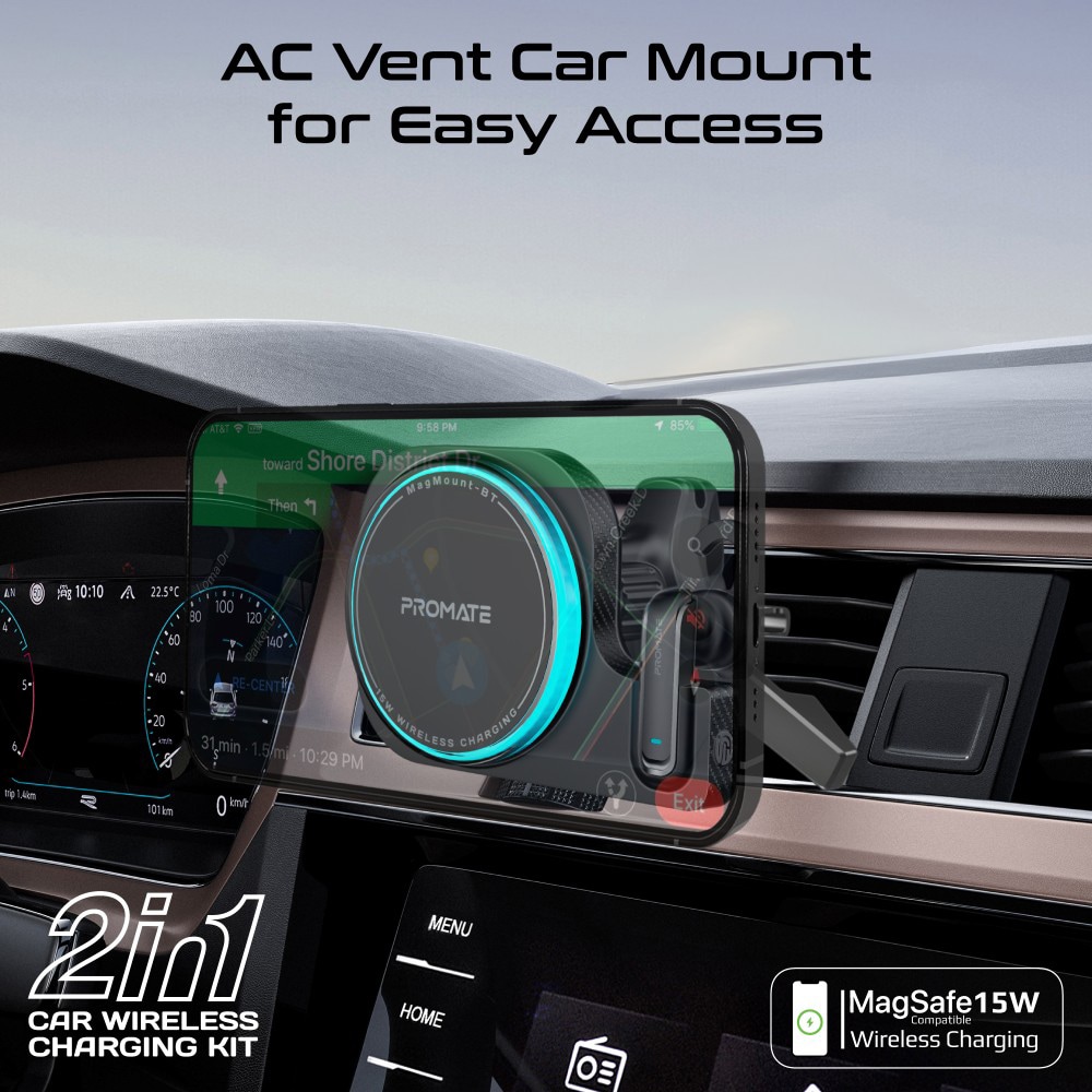 Incarcator wireless auto PROMATE MAGMOUNT-BT, 15W, MagSafe, negru