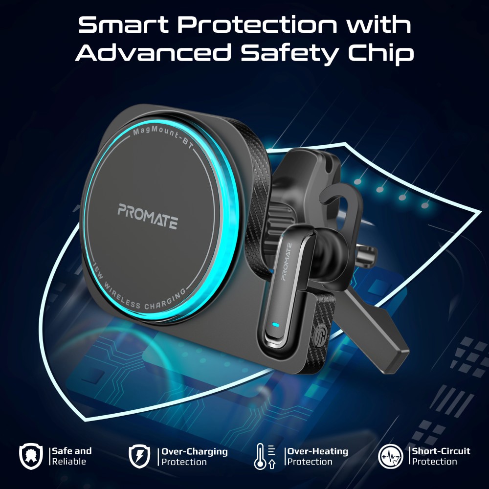 Incarcator wireless auto PROMATE MAGMOUNT-BT, 15W, MagSafe, negru