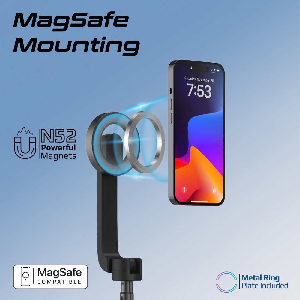 Selfie stick PROMATE MAGSTICK-PRO, MagSafe, negru