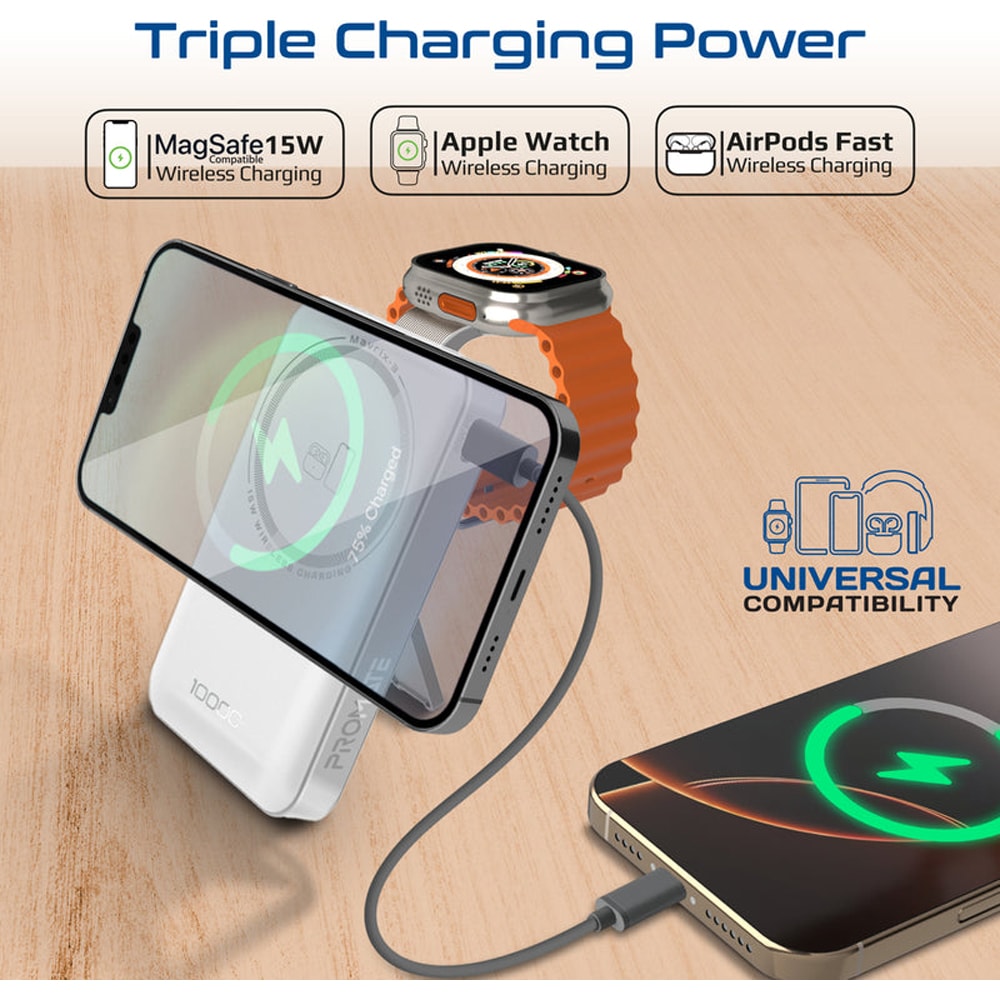 Baterie externa PROMATE Mavrix-3, 10000 mAh, 1x USB-C, alb