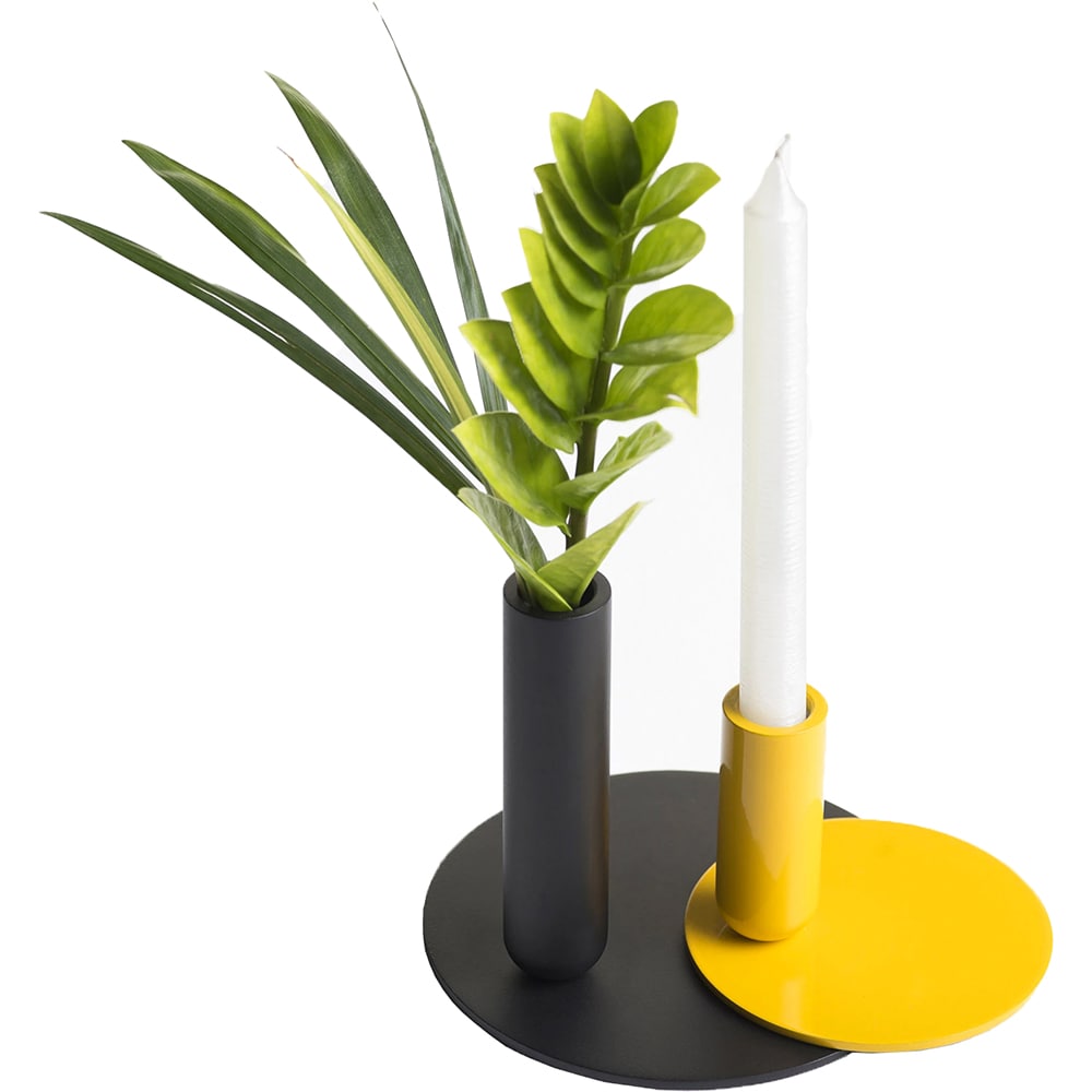 Suport lumanare Creo Tall, 17.7 x 15.2 cm, galben