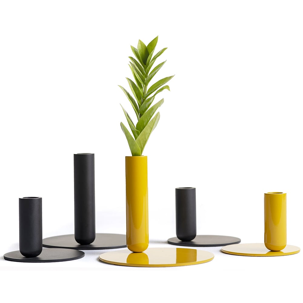 Suport lumanare Creo Tall, 17.7 x 15.2 cm, galben