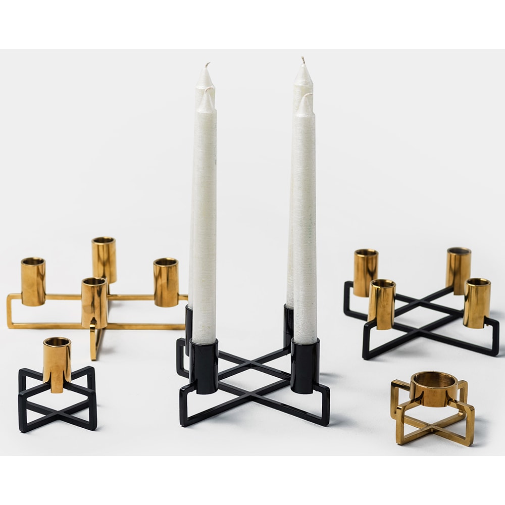 Suport lumanare Cross, 20 x 20 x 7.7 cm, negru