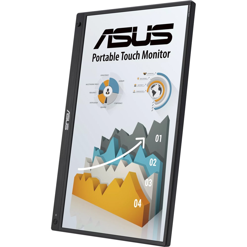 Monitor portabil LED IPS ASUS ZenScreen Touch MB16AMTR, 15.6", Full HD, 60Hz, Flicker Free, Boxe, Acumulator, negru