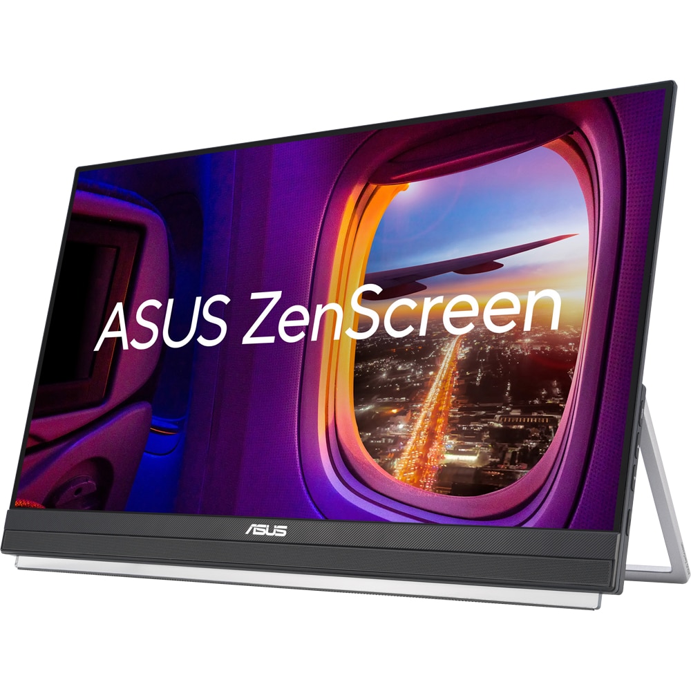 Monitor portabil LED IPS ASUS ZenScreen MB229CF, 21.5", 100Hz, Full HD, Flicker Free, boxe, negru    