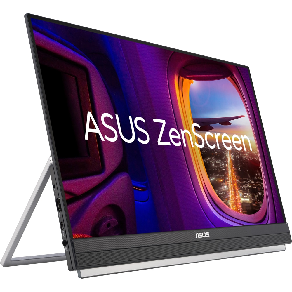 Monitor portabil LED IPS ASUS ZenScreen MB229CF, 21.5", 100Hz, Full HD, Flicker Free, boxe, negru    