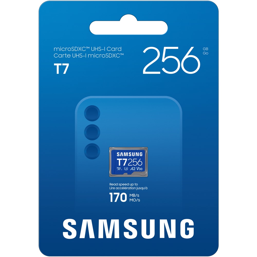 Card de memorie SAMSUNG T7, microSDXC, 256GB, 170MB/s, clasa U3, V30, A2