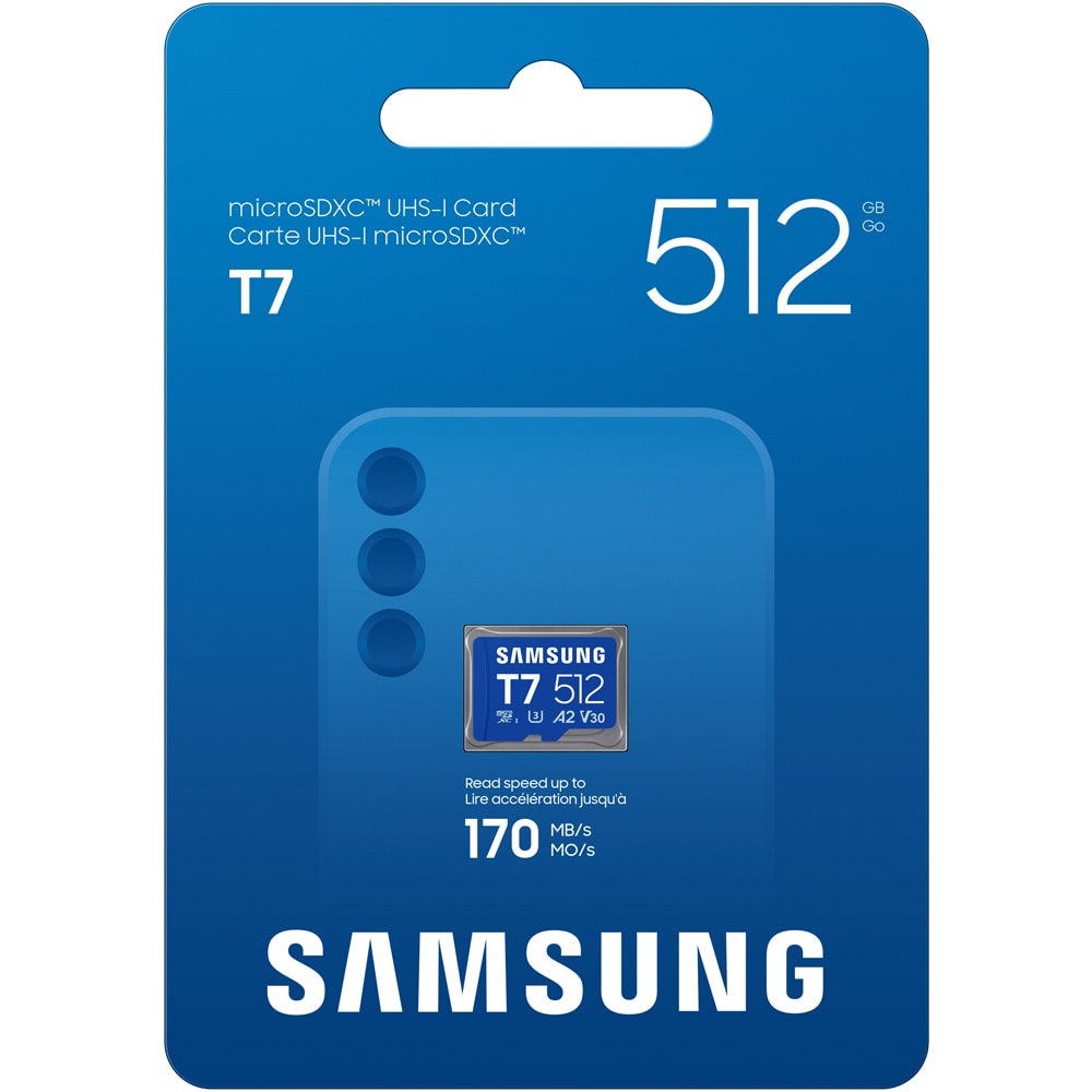 Card de memorie SAMSUNG T7, microSDXC, 512GB, 170MB/s, clasa U3, V30, A2