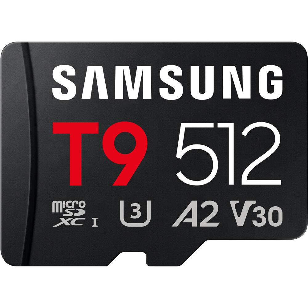 Card de memorie SAMSUNG T9, microSDXC, 512GB,200MB/s, clasa U3, V30, A2, adaptor