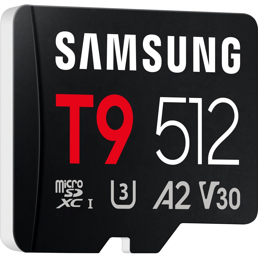 Card de memorie SAMSUNG T9, microSDXC, 512GB,200MB/s, clasa U3, V30, A2, adaptor
