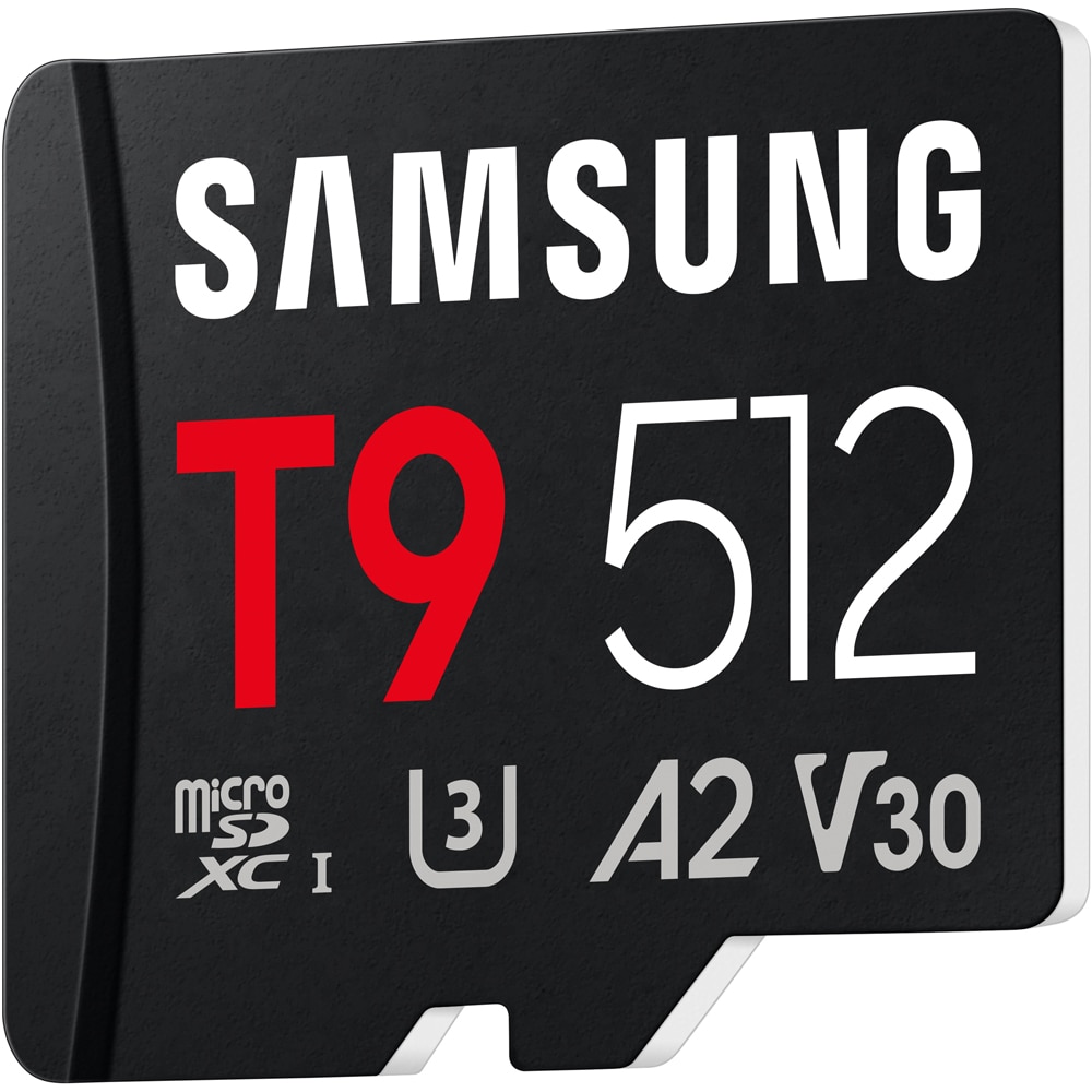 Card de memorie SAMSUNG T9, microSDXC, 512GB,200MB/s, clasa U3, V30, A2, adaptor